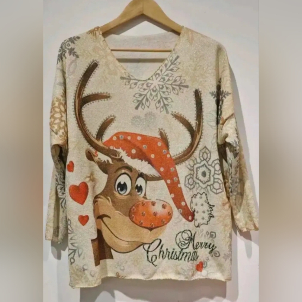 #977 Loowie Cozy  Reindeer Sweater